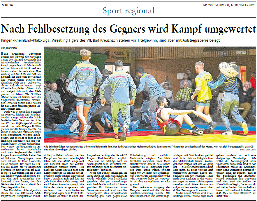 Unachtsamkeit führt zur Kampfumwertung